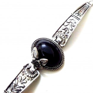 THE BIG Black - Silver Oxidized Bracelet Wristlet Wristband Bangle Band Jewelry